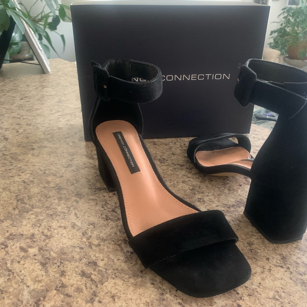 French Connection Black Heeled Sandals